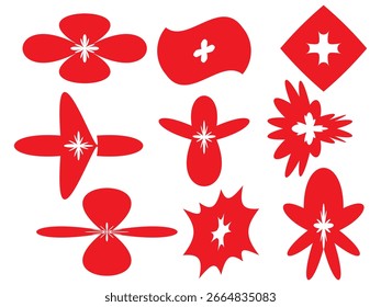 Formas rojas Abstractas de la flor en el fondo blanco.