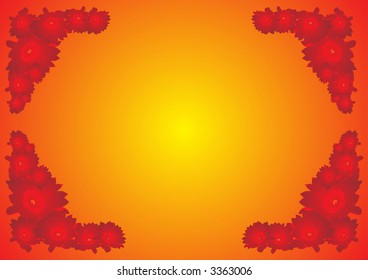 Abstract red flowers painted border