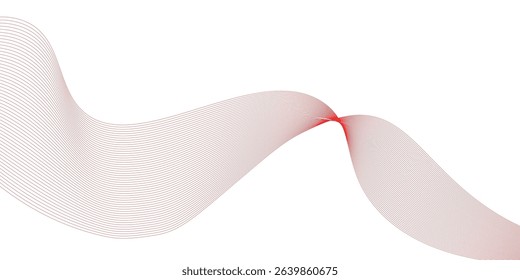 Abstract red flowing lines on a white background, digital wave effect.