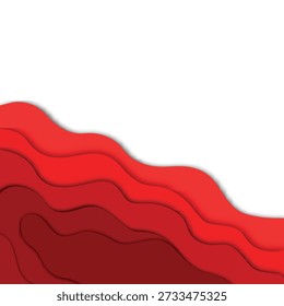 Fondo de Anuncio de borde de corte de papel de onda roja Abstractas con espacio de copia VE
