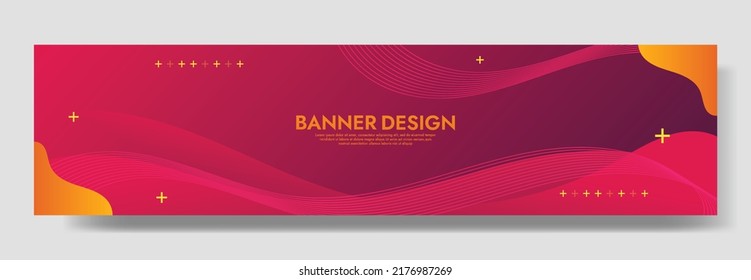 Abstract Red Fluid Banner Template. Modern Background Design. Gradient Color. Dynamic Waves. Liquid Shapes Composition. Fit For Banners