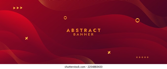 Abstract Red Fluid Banner Template. Modern background design. gradient color. Dynamic Waves. Liquid shapes composition. Fit for banners
