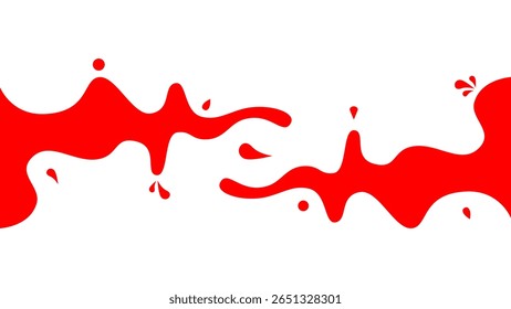 Abstract Red Fluid Paint Splash on White Background. Creative abstract red fluid splash design on white background. Liquid paint or blood splatter effect with dynamic curves and drops.