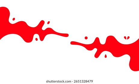 Salpicadura de pintura fluida roja Abstractas sobre fondo blanco. Diseño creativo de salpicaduras de fluido rojo abstracto sobre fondo blanco.