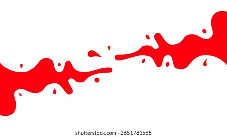 Salpicadura de pintura fluida roja Abstractas sobre fondo blanco. Diseño creativo de salpicaduras de fluido rojo abstracto sobre fondo blanco. Pintura líquida o efecto de salpicadura de sangre con curvas y gotas dinámicas.