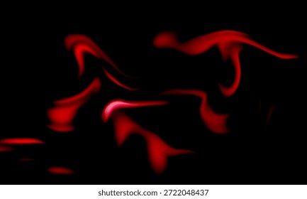 Ondas de humo fluidas rojas Abstractas en el fondo negro oscuro, movimiento brillante dramático con atmósfera artística moderna