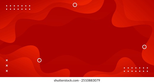 Abstract red fluid wave background with geometric shapes, modern dynamic wallpaper. Vector illustration. Suitable for templates, sale banners, events, ads, web and pages