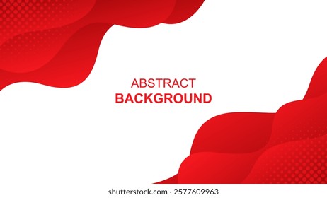 Abstract red fluid wave background with halftone. Modern dynamic wallpaper. Template banner background for sales, business, ads, events, web, pages, and others