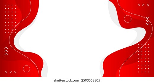 Abstract red fluid wave background with geometric shapes. Modern dynamic wallpaper. Template banner background for sales, ads, business, presentations, websites, and pages