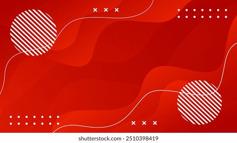 Abstractas fondo ondulado fluido rojo con Formas geométricas, Fondo de pantalla dinámico moderno. Ilustración vectorial. Adecuado para Plantillas, Anuncios de venta, eventos, anuncios, Web y páginas