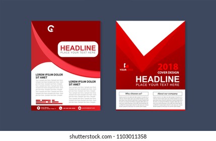 Abstract Red flyer and cover design background. Vector illustration template in A4 size.