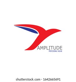 Abstract red flying bird for aviation company logo