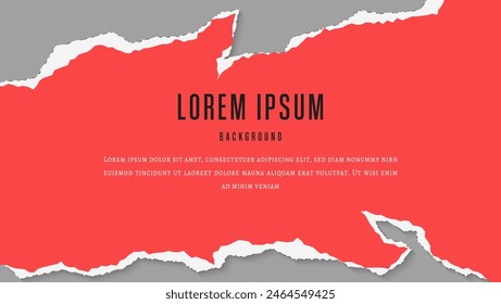 Abstract Red Frame Paper Torn Design Template