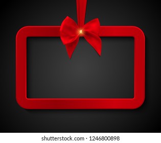 Abstract Red Frame with Satin Bow Vector Illustration EPS10