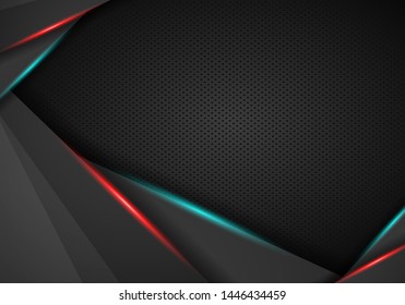 abstract red frame with steel texture hole pattern sports tech modern template. Vector graphic template design. Technology background with metallic banner.
