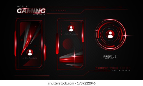 Resumen Pantalla roja futurista Interfaz de juegos móviles UI UX