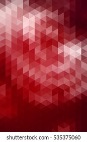 Abstract red geometric background formed with triangles in rows, vertical format.