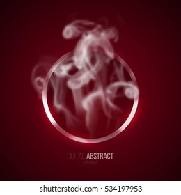 Abstract red geometric background in modern minimalist style with circle and smoke. Simple basic shape easy editable for banner, poster, postcard, cover, brochure. Trendy vector illustration.