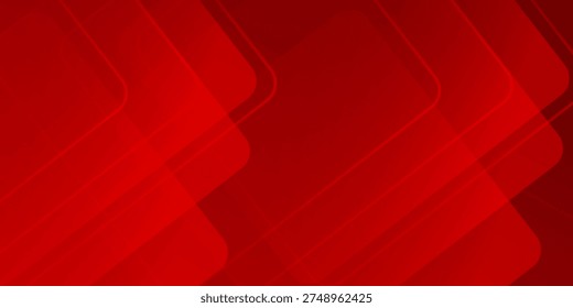 Abstract red geometric background with overlapping rounded shapes and soft gradient lightin