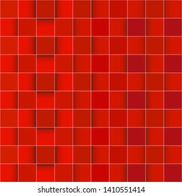Abstract red geometric background from squares. Vector