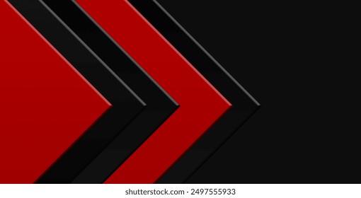 Abstract red geometric black metallic design modern futuristic background vector illustration.