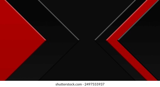 Abstractas rojo geométrico negro metálico diseño moderno futurista Ilustración vectorial de fondo.