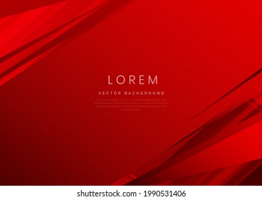 Abstract red geometric diagonal overlay layer background. You can use for ad, poster, template, business presentation. Vector illustration