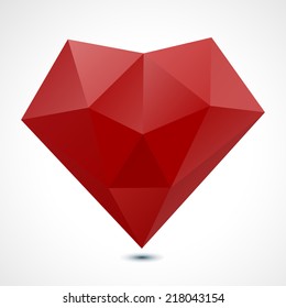 Abstract red geometric heart - vector illustration