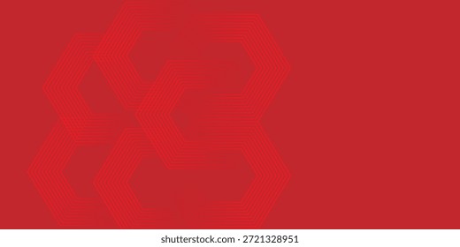Fundo de Hexágono Geométrico Vermelho Abstrato com Padrão Triplo