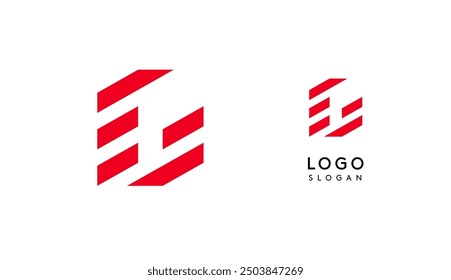 Abstract red geometric letter G with parallel lines. Stripes modern logotype concept, futuristic design for an innovative company, minimalist sporty and technological power style. Vector illustration