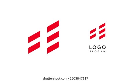 Abstractas letra geométrica roja A con líneas paralelas. Concepto de logotipo moderno de rayas, diseño futurista para una empresa innovadora, estilo deportivo y tecnológico minimalista. Ilustración vectorial