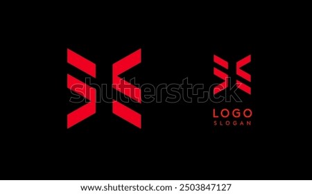 Abstract red geometric letter X with parallel lines. Stripes modern logotype concept, futuristic design for an innovative company, minimalist sporty and technological power style. Vector illustration