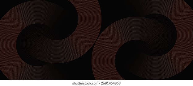 Linhas geométricas vermelhas abstratas brilhando sobre um plano de fundo preto. Moderno padrão de linha de círculo vermelho brilhante. Conceito de tecnologia futurista.