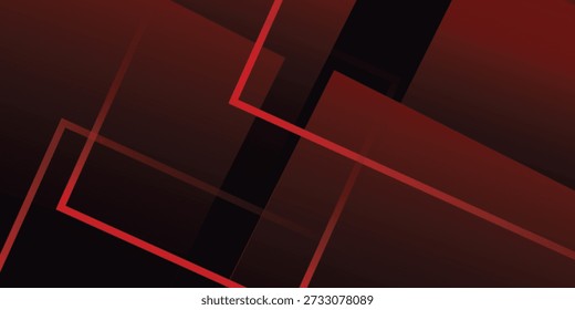 Linhas geométricas vermelhas abstratas no fundo escuro.Design de elemento criativo na ilustração vetorial