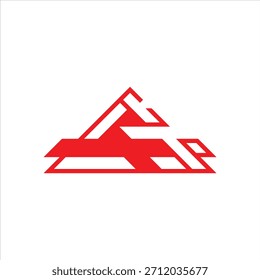 Abstract Red Geometric Mountain Peak Logo | Modern Minimalist Triangle Icon | Corporate Branding Emblem