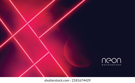 abstract red geometric neon light lines background