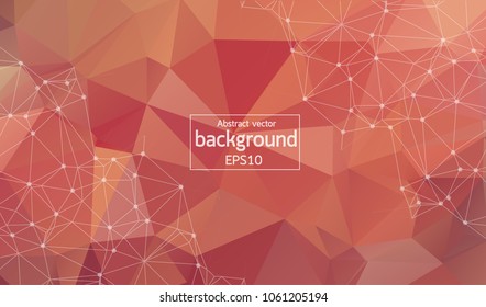 Abstract Red Geometric Polygonal background molecule and communication. Connected lines with dots. Concept of the science, chemistry, biology, medicine, technology.
