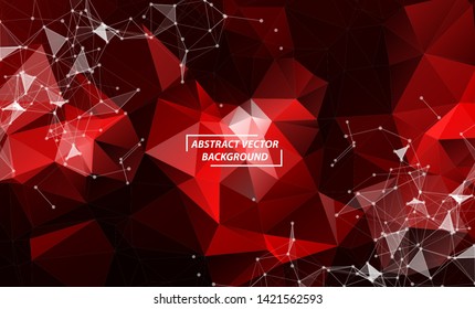 Abstract Red Geometric Polygonal background molecule and communication. Connected lines with dots. Concept of the science, chemistry, biology, medicine, technology.