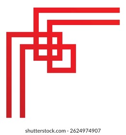 Abstract red geometric shape forming a corner design element, perfect for adding a touch of modern elegance to any project