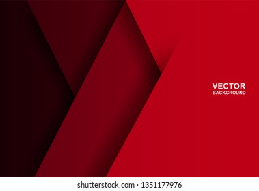 Abstract. Red geometric shape overlap background. paper art style ,light and shadow. vector.