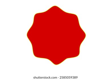 Abstract Red Geometric Shape with Yellow Outline on White Background