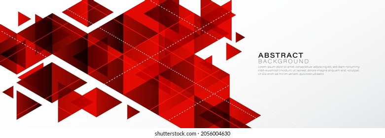 Abstract red geometric shapes horizontal banner background with line decoration. Trendy simple overlap triangle shape graphic creative design. Futuristic vector elements. Vector illustration
