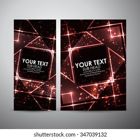 Abstract red geometric shining pattern. Brochure business design template or roll up. Vector illustration
