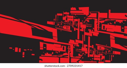 Estructura geométrica roja Abstractas contra el fondo negro, moderno
