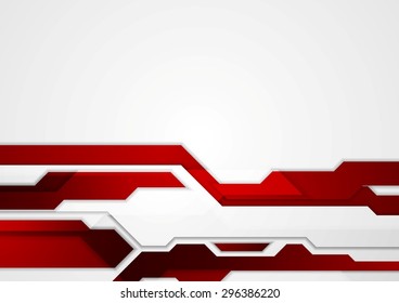 Abstract red geometric tech corporate design. Vector background