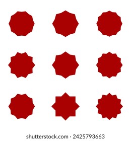 Abstract red geometric vector frames for infographics, web design and unique modern designs. Set of 9 frame elements in the form of 12 finite stars