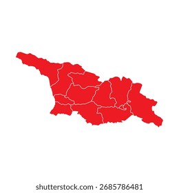 Mapa Abstractas de Georgia Roja con Ciudades