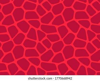 Abstract red giraffe seamless pattern skin print design. Wild animal hide artwork background. Vector illustration
