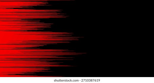 Abstract Red Glitch Motion Over Black Background With Horizontal Stripes.vector eps10
