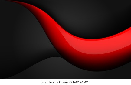 Abstract red glossy black shadow curve on grey metallic design modern futuristic background vector illustration.